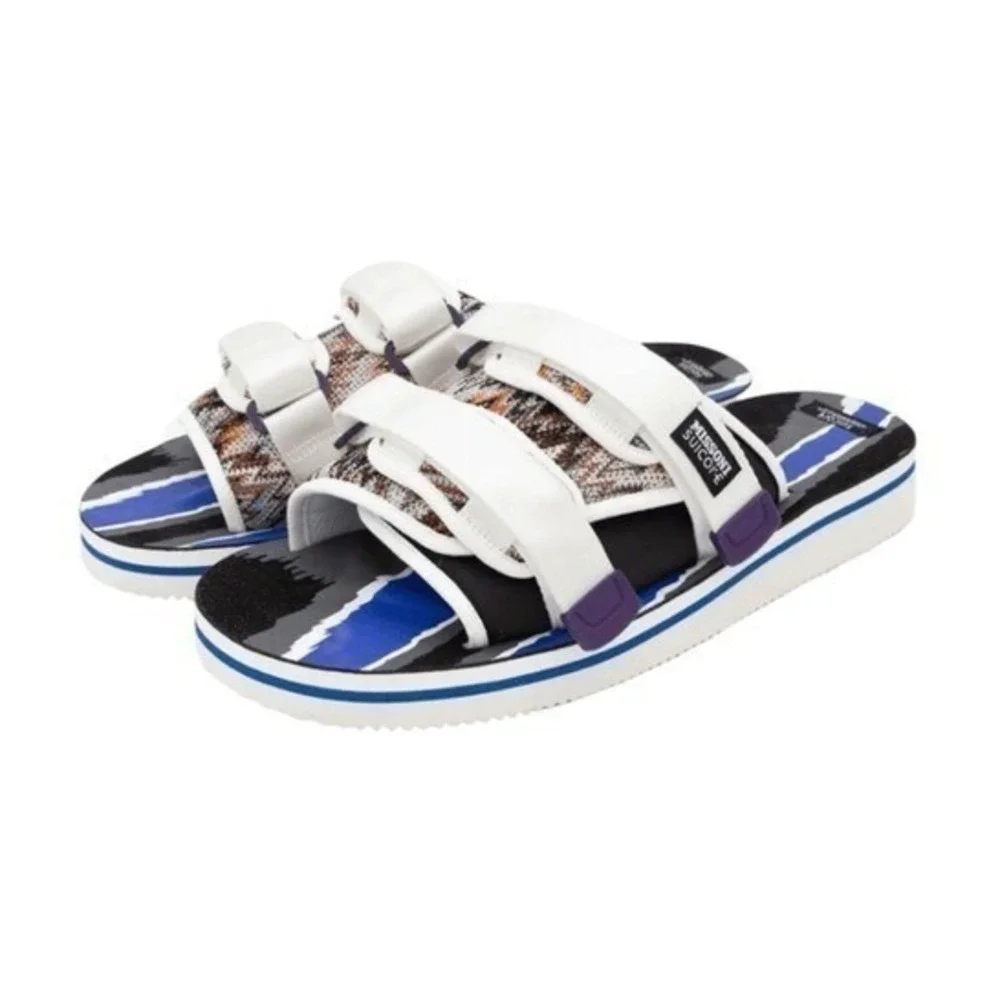 Missoni X Suicoke Collab Moto Slide Sandals White Zig Zag Pattern Slip-On 16